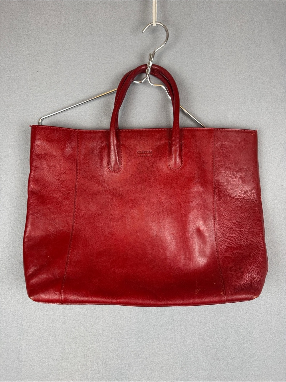 Claudia Firenze Red Leather Tote Bag